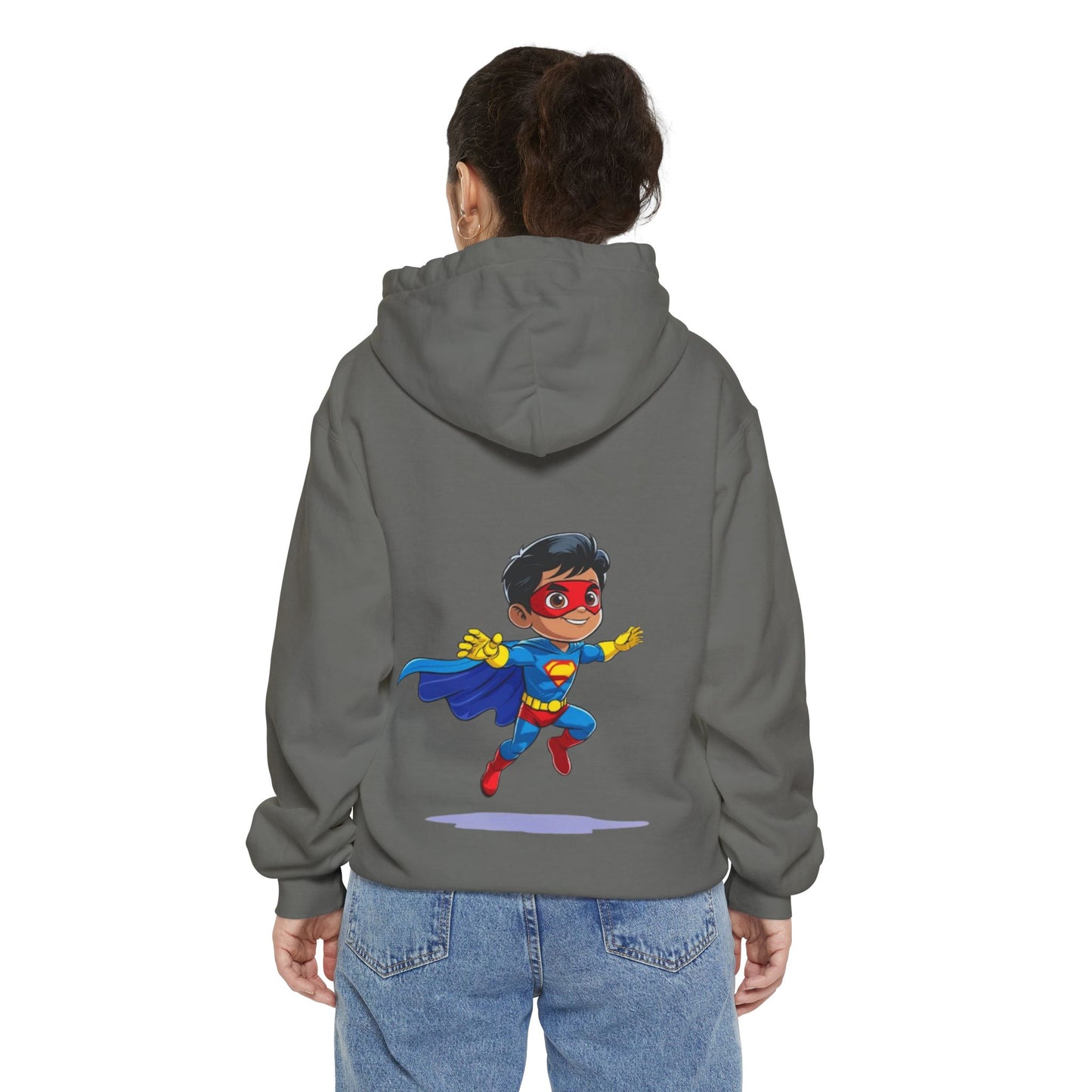 Cool Cartoon Superhero Hoodie, Unisex Garment-Dyed Hoodie, Kids Gift, Casual Wear, Fun & Stylish, Perfect for Birthdays